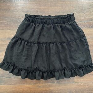 The zigzag stripe XL black ruffle mini skirt with built in shorts